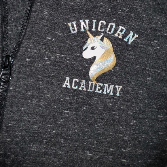 Girls L 10/12 - 2pc Hoodie set Unicorn Charocal - Picture 9 of 10